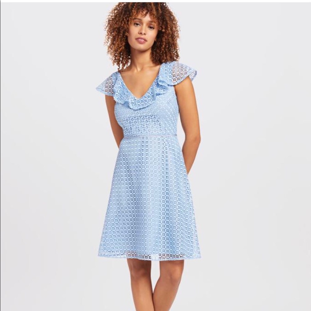 Beautiful NWT Draper James light blue lattice A-line dress!